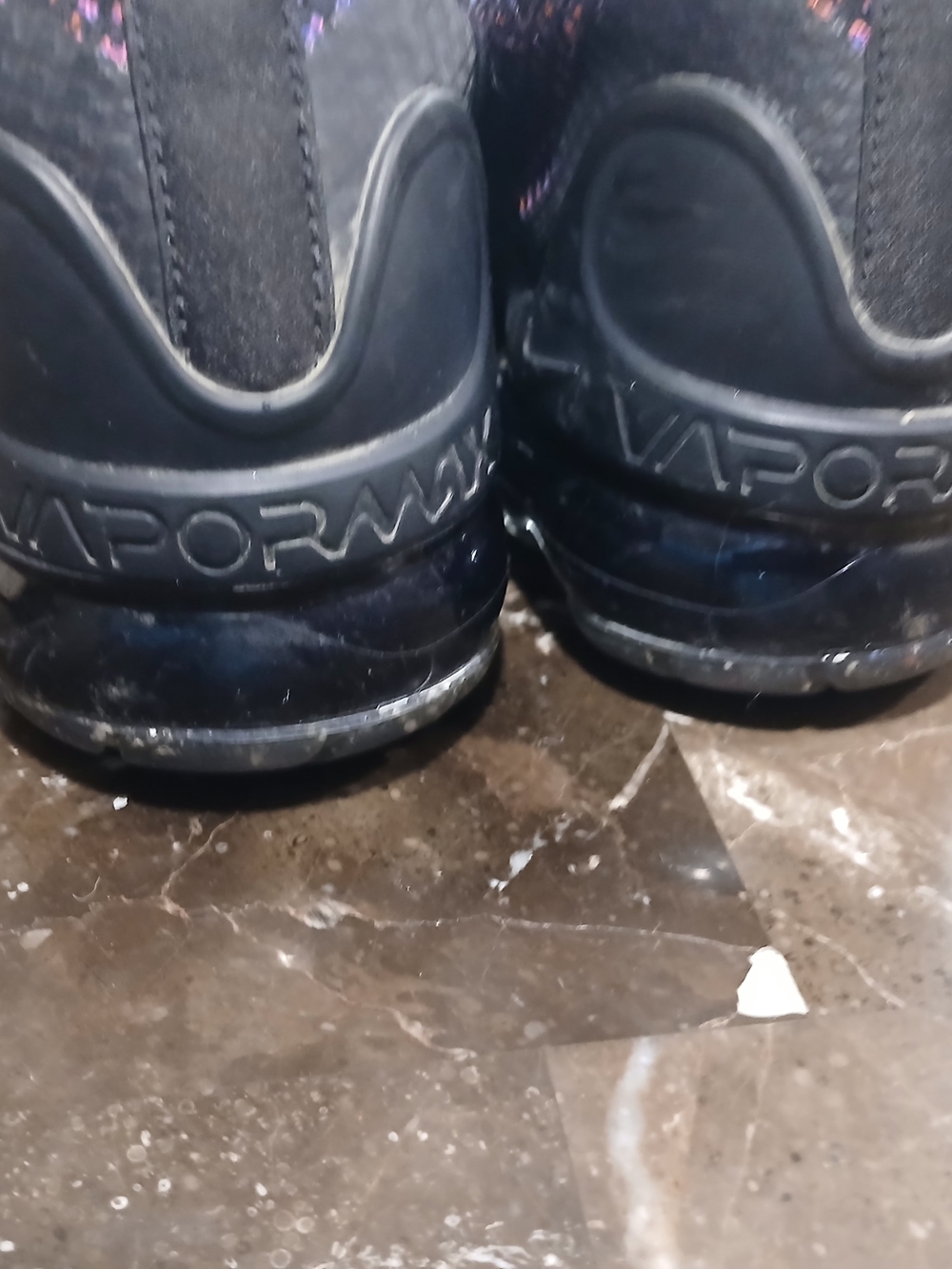 Nike VaporMax  Black Knit Sneakers with Purple, Pink & Orange Accents - Picture 6 of 9